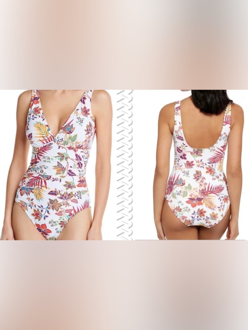 Jacobean Floral Over The Shoulder One-Piece Swim